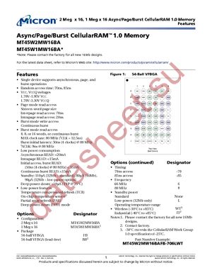 MT45W1MW16BABB-706 WT TR datasheet  